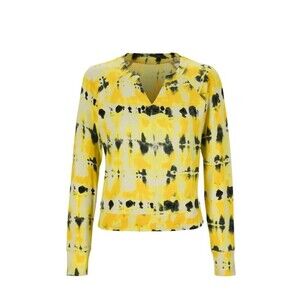 Women's Cabi # 6122 ATOMIC SWEATSHIRT Yellow/Black V-Neck Long Raglan Sleeve S
